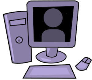 computer with 1 person on the screen